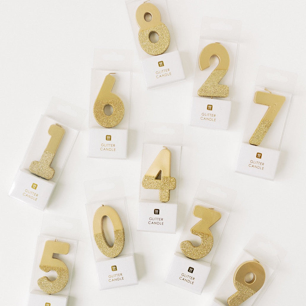 Gold Glitter 0-9 Number Candle – The Cupcake Bar, LLC