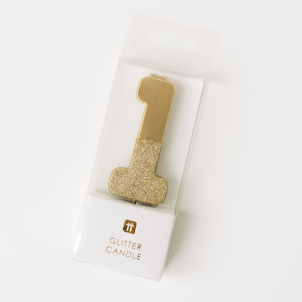 Gold Glitter 0-9 Number Candle
